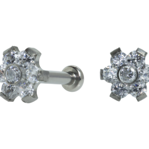 LABRET TITÂNIO PUSH PIN FLOR C/ ZIRCÔNIA