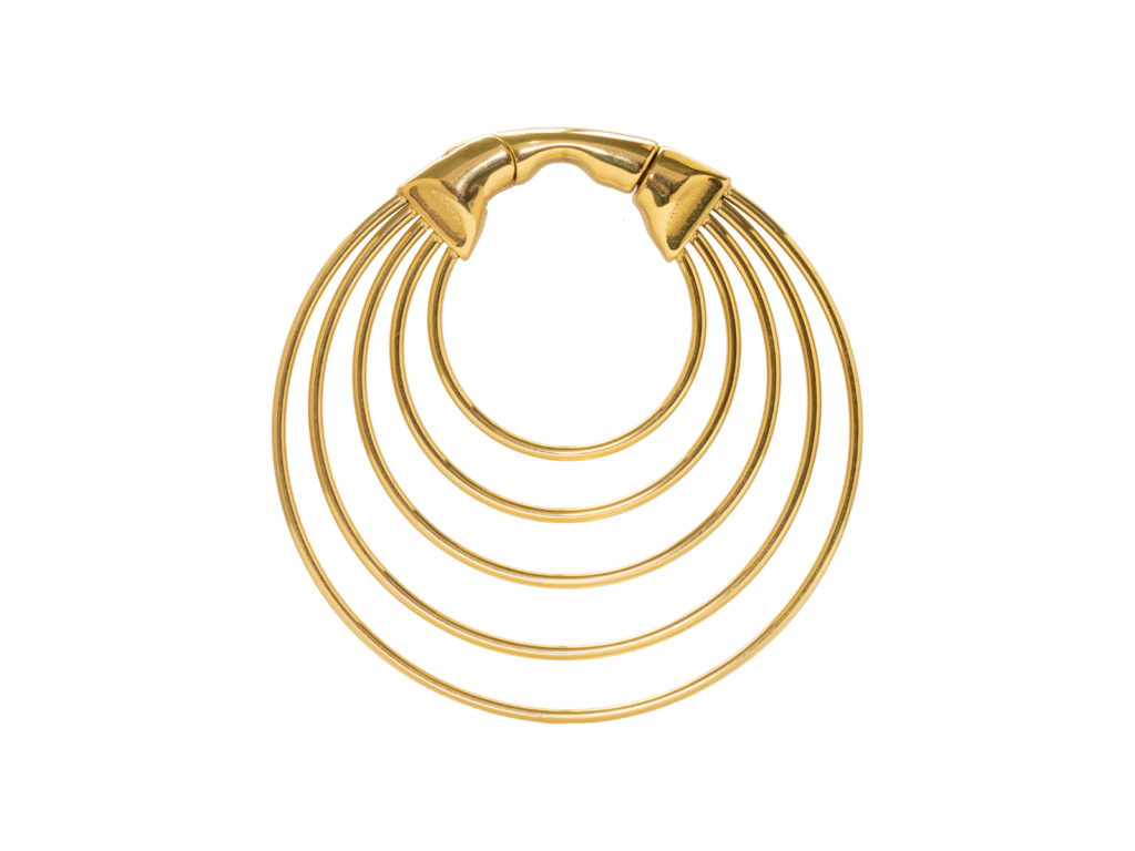 PÊNDULO CLICKER AÇO PVD GOLD 5 ARGOLAS - 6MM