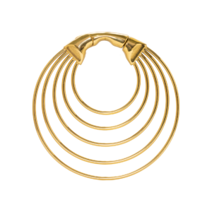 PÊNDULO CLICKER AÇO PVD GOLD 5 ARGOLAS - 6MM