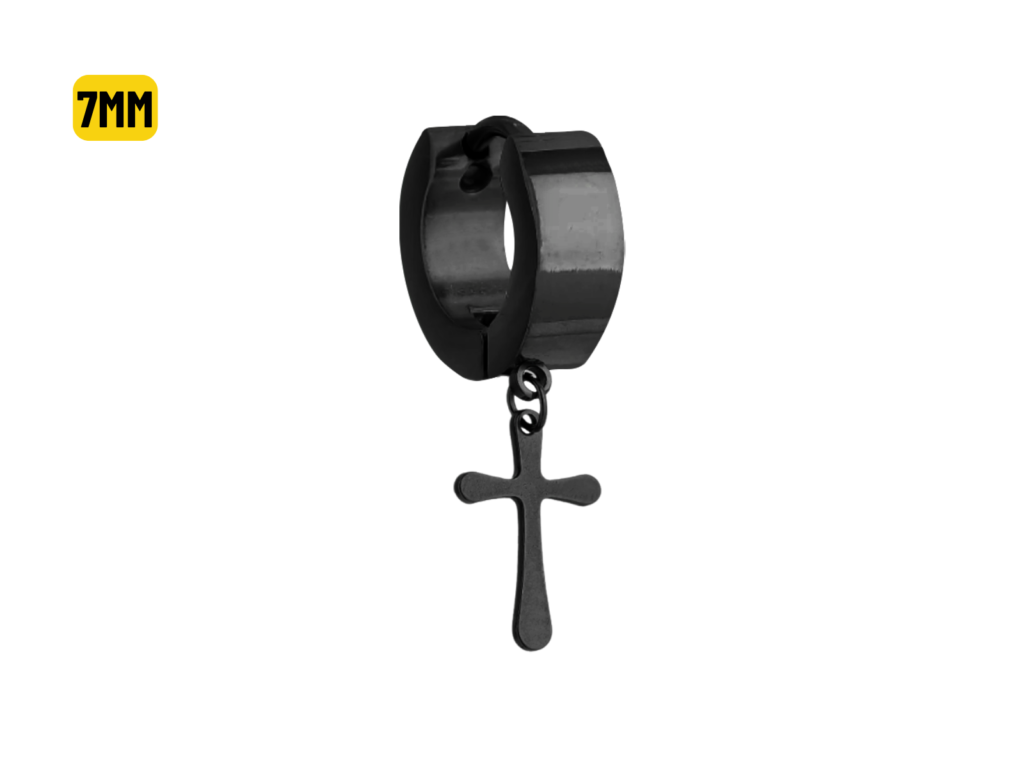 ARGOLA CLICKER C/ CRUZ BLACK 7MM - UNIDADE