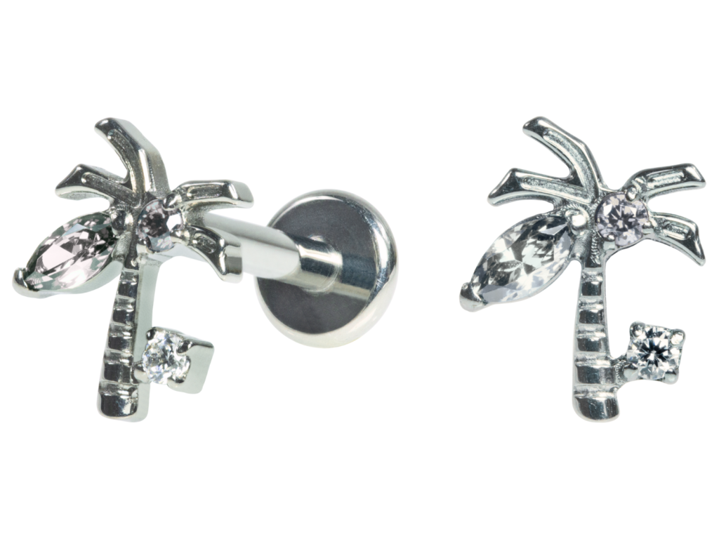 LABRET TITÂNIO R/I COQUEIRO C/ PEDRA - CRISTAL