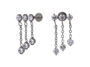 LABRET TITÂNIO R/I CLUSTER 3 PEDRAS C/ PENDURICALHO