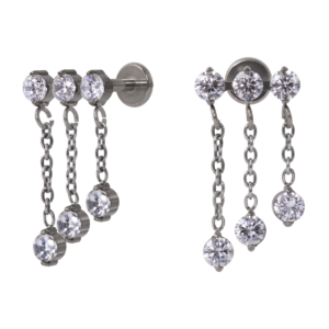 LABRET TITÂNIO R/I CLUSTER 3 PEDRAS C/ PENDURICALHO