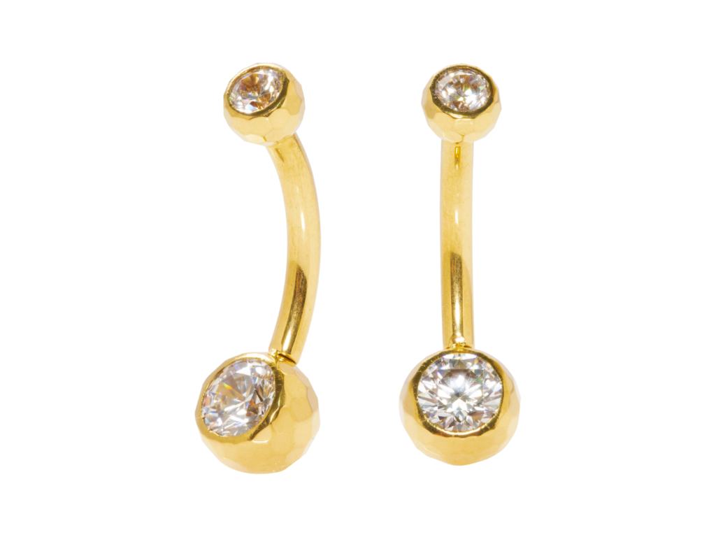 BANANA BELL TITÂNIO PVD R/I ESFERA LAPIDADA - 1.6X10X4/6MM