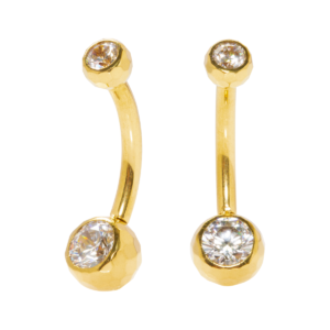 BANANA BELL TITÂNIO PVD R/I ESFERA LAPIDADA - 1.6X10X4/6MM