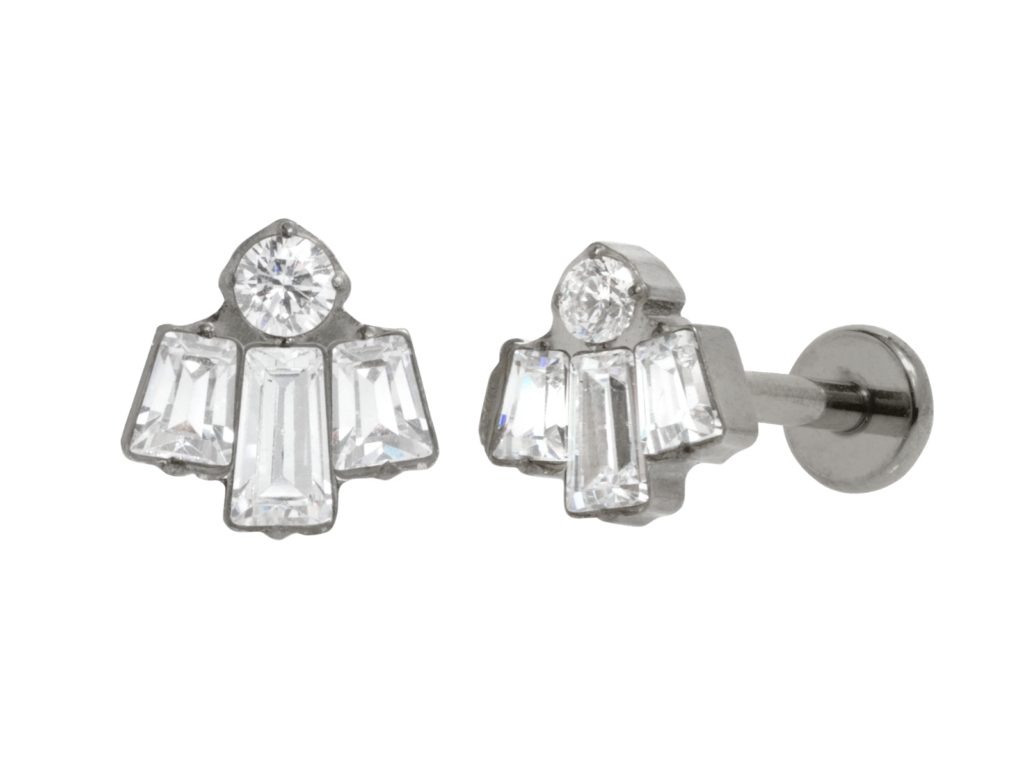 LABRET TITÂNIO R/I CLUSTER 3 PEDRAS MOD6