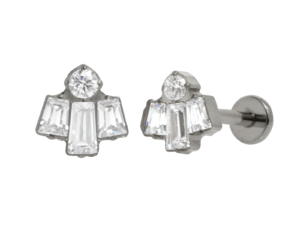LABRET TITÂNIO R/I CLUSTER 3 PEDRAS MOD6