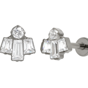 LABRET TITÂNIO R/I CLUSTER 3 PEDRAS MOD6