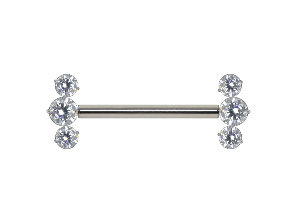 MAMILO TITÂNIO PUSH PIN CLUSTER 3 ZIRCÔNIAS