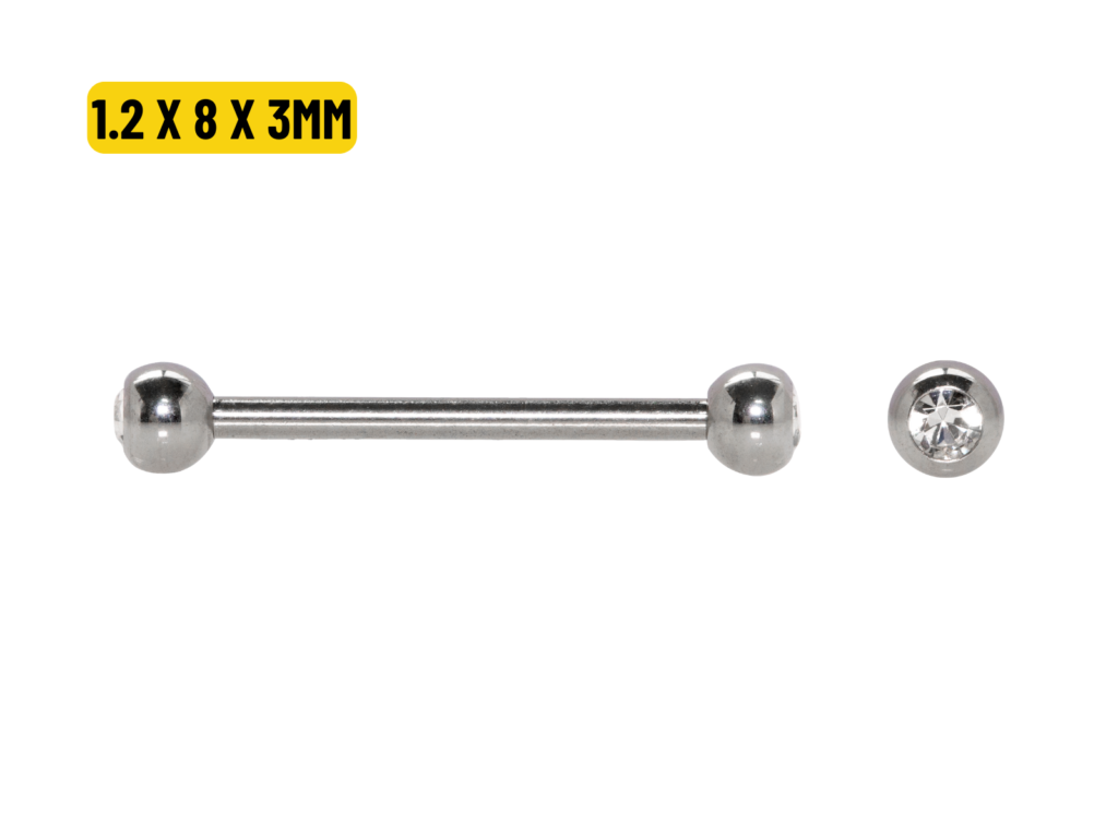 MICRO RETO AÇO C/ STRASS - 1.2 X 8 X 3MM