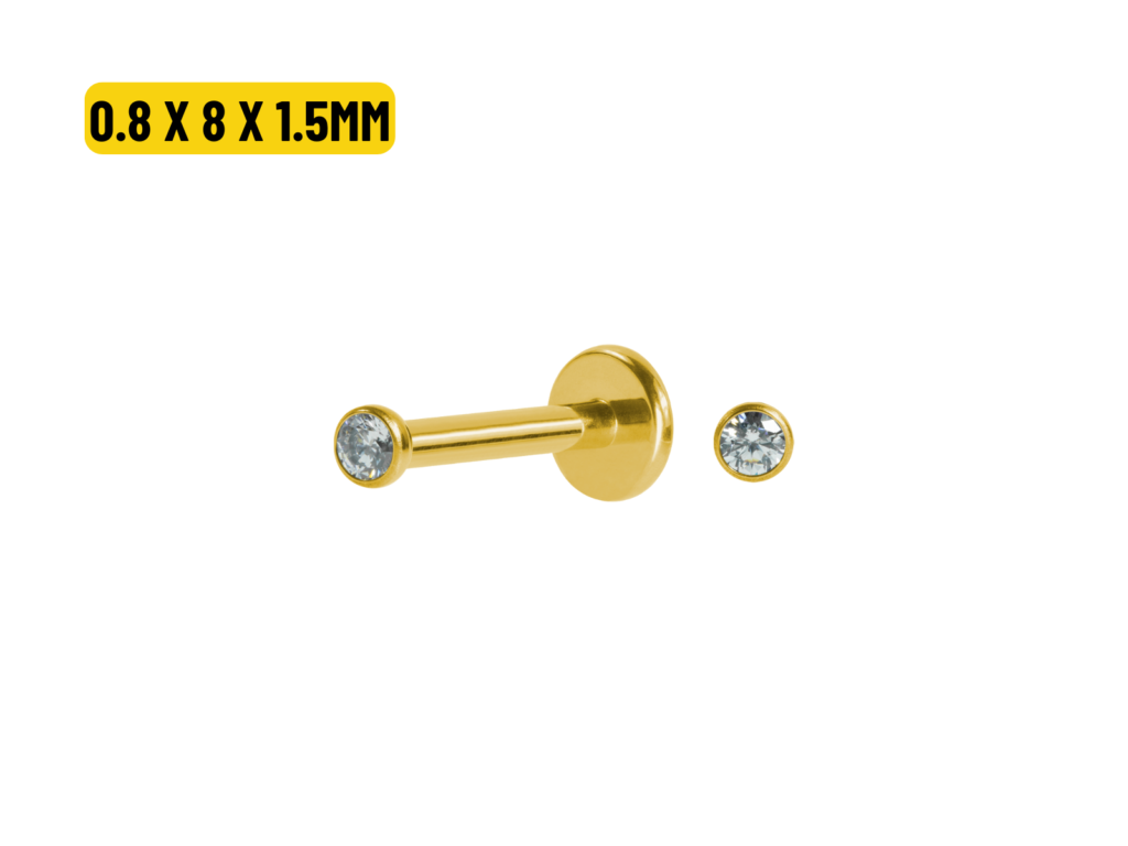 LABRET TITÂNIO PVD PONTO DE LUZ PUSH PIN - 0.8 X 8 X 1.5MM