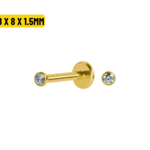 LABRET TITÂNIO PVD PONTO DE LUZ PUSH PIN - 0.8 X 8 X 1.5MM