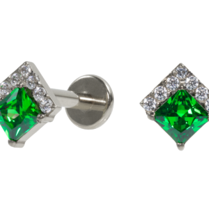 LABRET TITÂNIO R/I QUADRADO C/ ZIRCÔNIA - VERDE