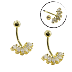 MICRO CURVO CLUSTER 6 PEDRAS - BANHADO A OURO