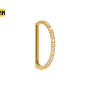 MEIA ARGOLA CLICKER TITÂNIO PVD INTEIRA C/ PEDRA - 12MM