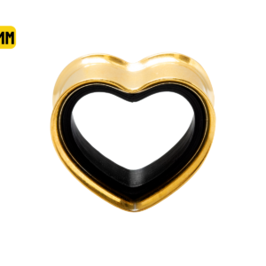 ALARGADOR PLUG CORAÇÃO AÇO PVD GOLD / F: BLACK - 19MM