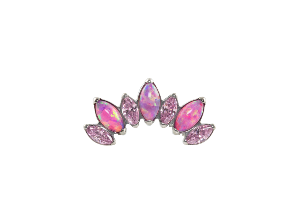 LABRET TITÂNIO R/I CLUSTER 7 PEDRAS OPALA - ROSA