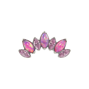 LABRET TITÂNIO R/I CLUSTER 7 PEDRAS OPALA - ROSA