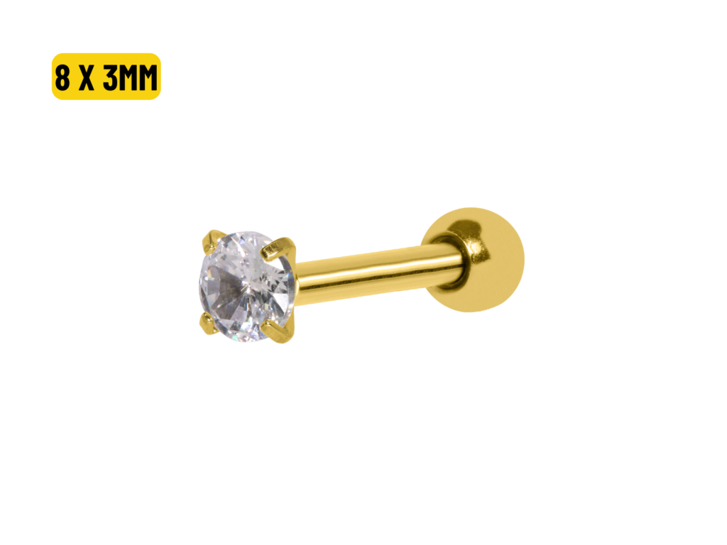 MICRO RETO PONTO DE LUZ PVD GOLD - 8 X 3MM