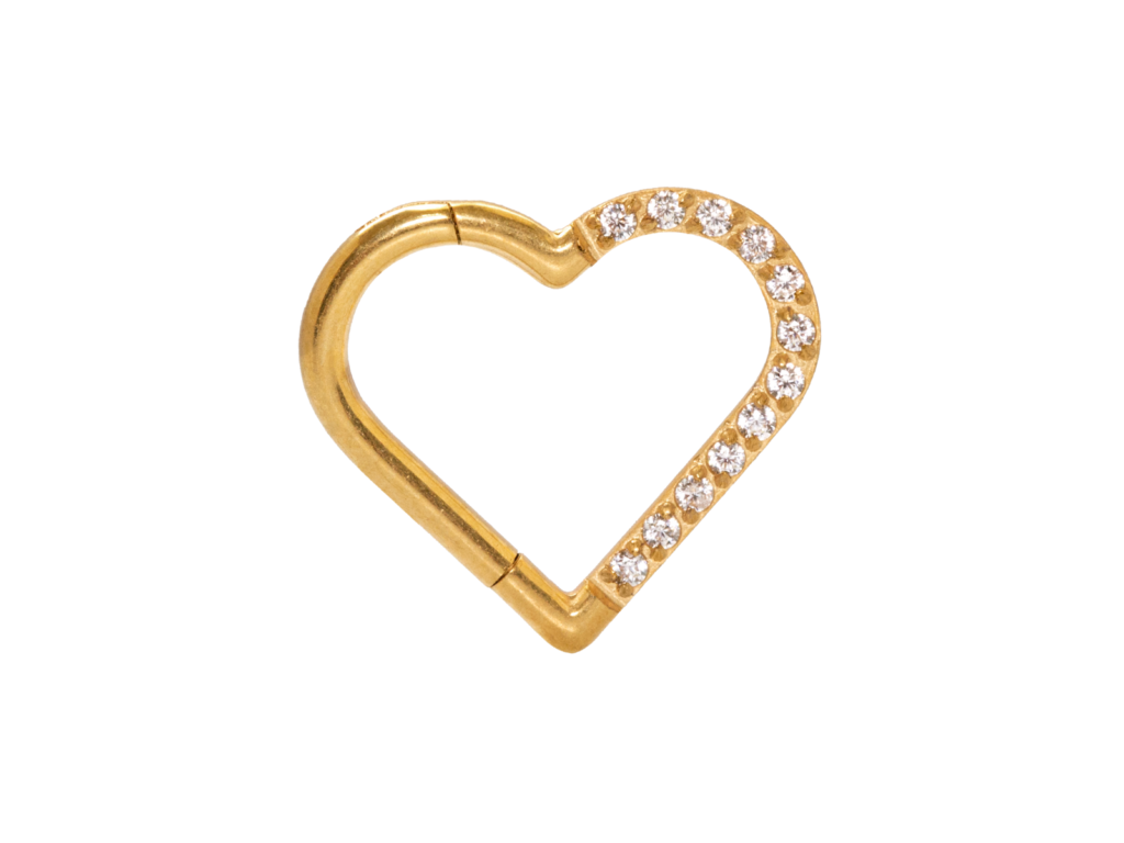 HEART TITÂNIO PVD CLICKER CRAVEJADO 1.2 X 10MM - LADO ESQUERDO