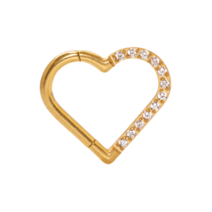 HEART TITÂNIO PVD CLICKER CRAVEJADO 1.2 X 10MM - LADO ESQUERDO