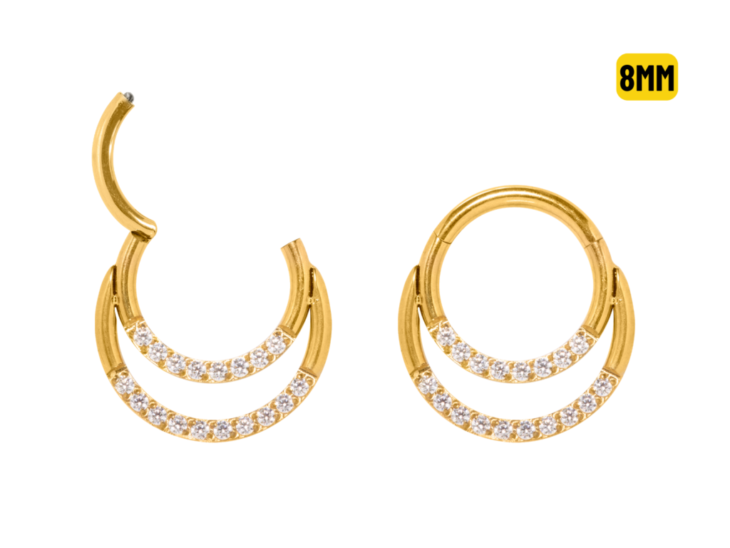 SEGMENTO CLICKER TITÂNIO PVD GOLD DUPLO - 8MM