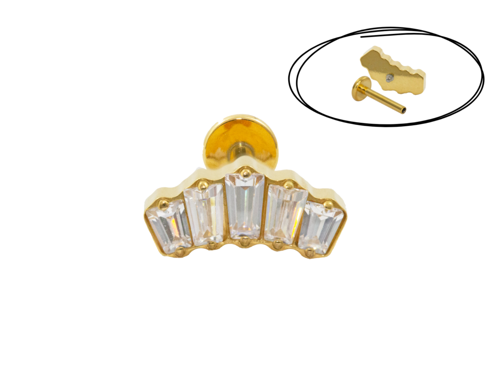 LABRET TITÂNIO PVD R/I COROA C/ PEDRA