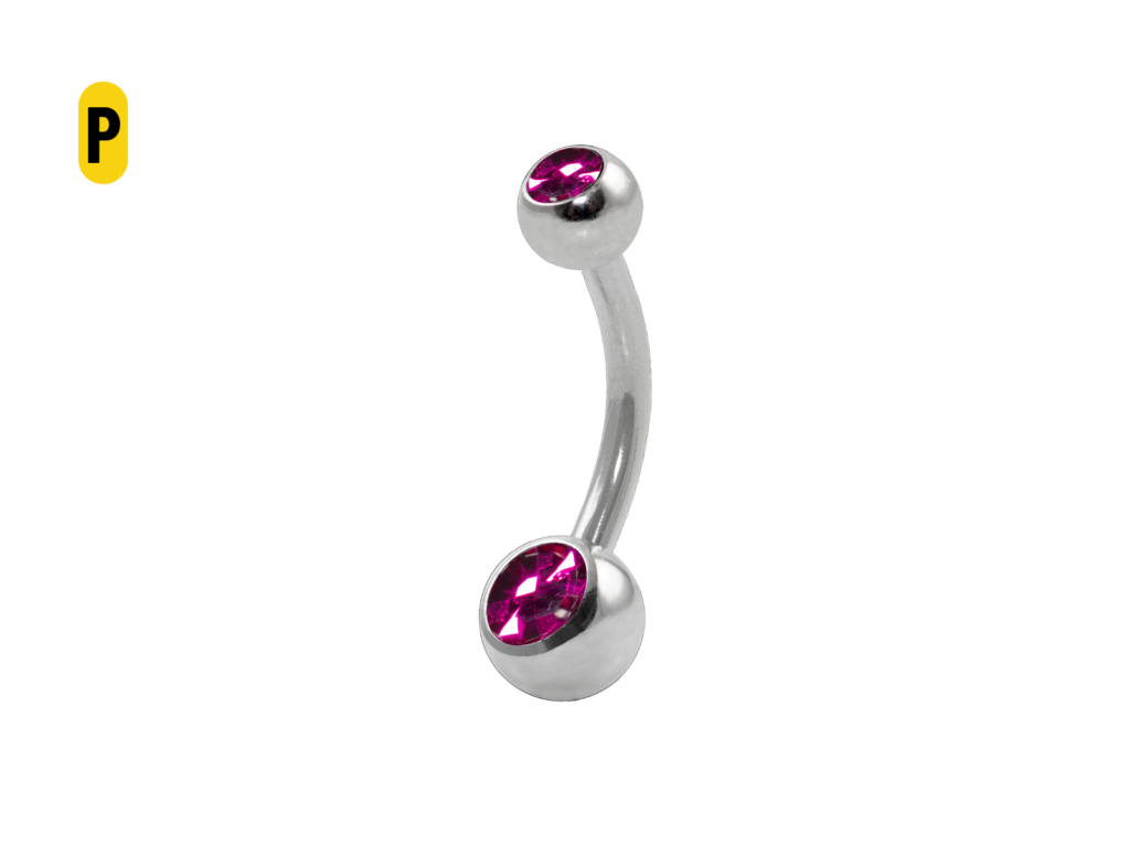 BANANA BELL AÇO C/ STRASS 2 PEDRAS ROXO - P