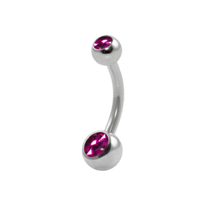 BANANA BELL AÇO C/ STRASS 2 PEDRAS ROXO - P