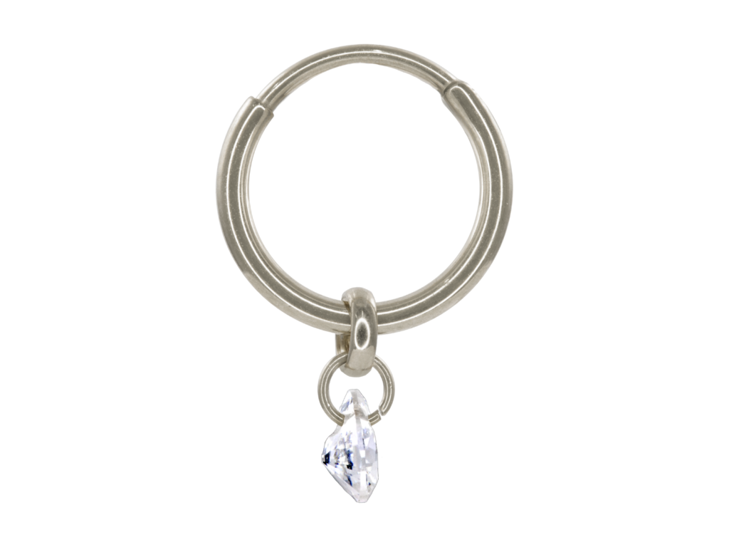 SEGMENTO CLICKER TITÂNIO C/ PINGENTE ZIRCÔNIA - 8MM