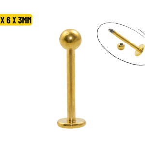 LABRET PVD GOLD 1.2 X 6 X 3MM