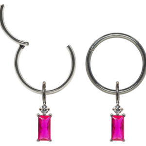 SEGMENTO CLICKER TITÂNIO C/ PINGENTE ROSA - 8MM