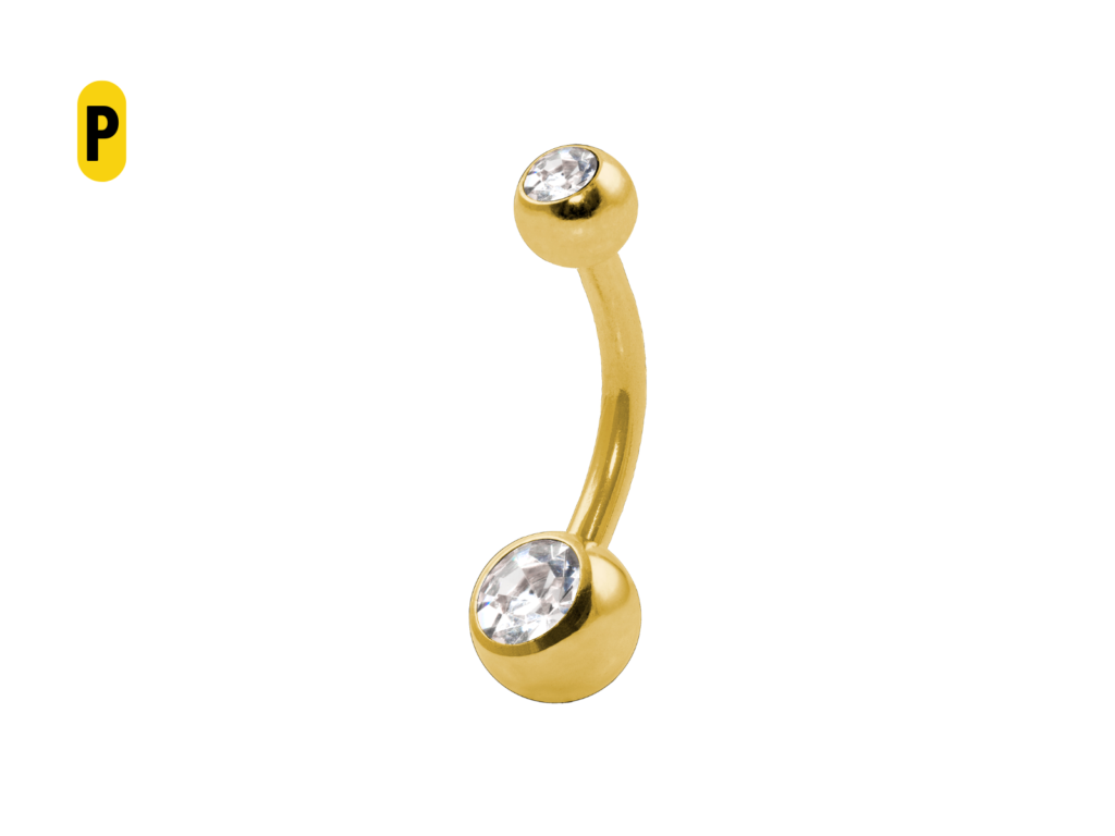 BANANA BELL AÇO PVD C/ STRASS 2 PEDRAS BRANCO - P