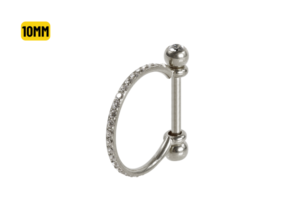 SEMI ARGOLA C/ BARRA AÇO R/I 1 FILEIRA CRAVEJADA - 10MM