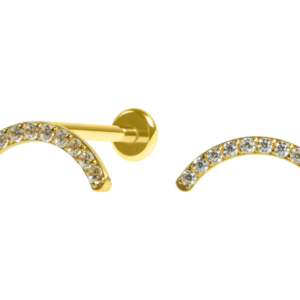 LABRET AÇO R/I CLUSTER CURVADO C/ ZIRCÔNIA - PVD GOLD