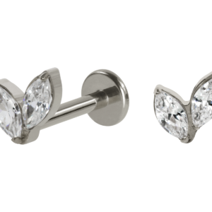 LABRET TITÂNIO R/I 2 PÉTALAS ZIRCÔNIA