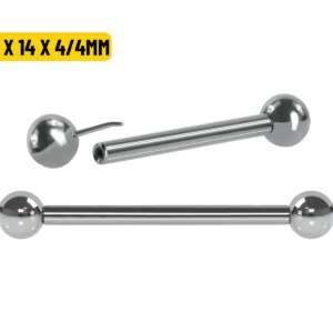 BARBELL RETO TITÂNIO PUSH PIN - 1.6 X 14 X 4/4MM