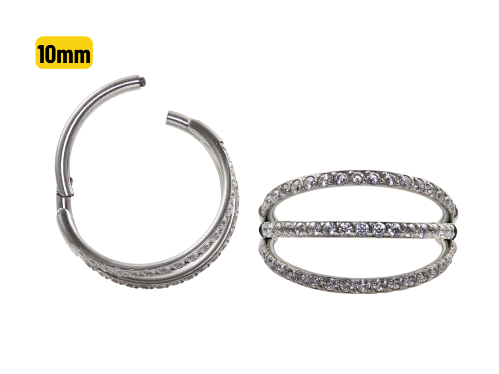 SEGMENTO CLICKER AÇO 3 FILEIRAS C/ ZIRCÔNIA - 10MM
