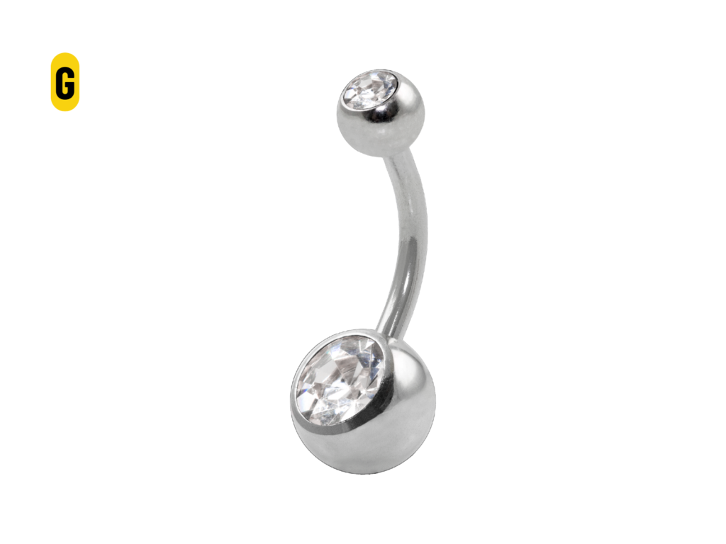 BANANA BELL AÇO C/ STRASS 2 PEDRAS BRANCO - G