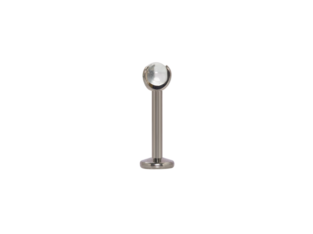LABRET TITÂNIO R/I QUARTZO CRISTAL - 1.2 X 8 X 3MM