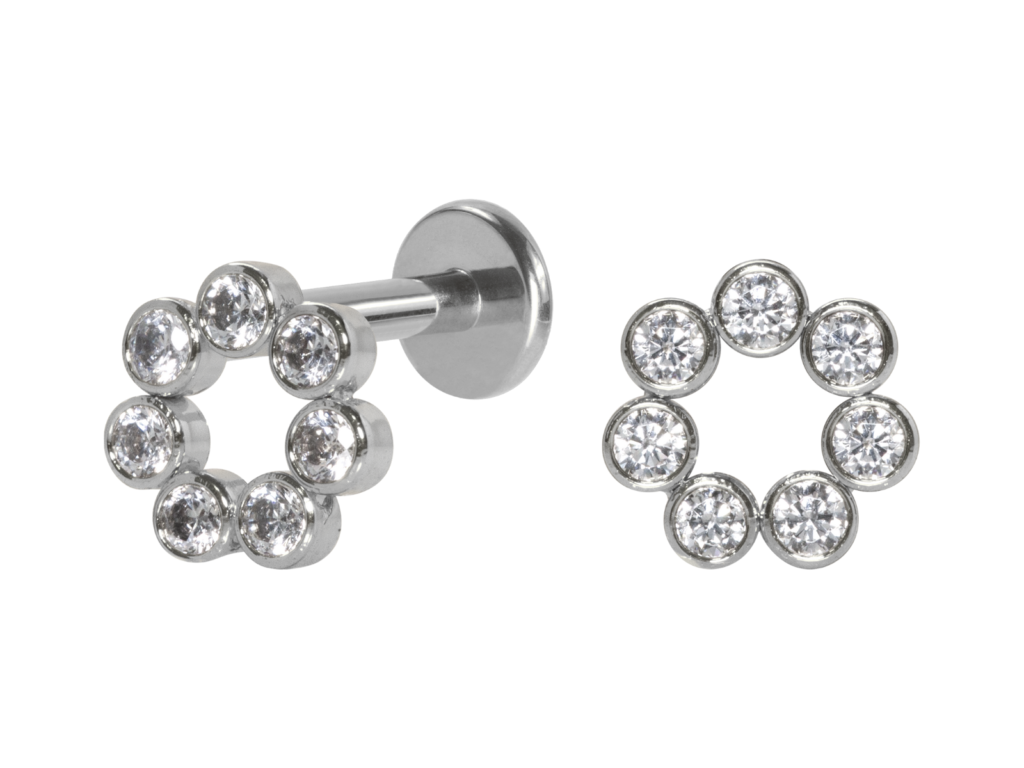 LABRET AÇO R/I CÍRCULO CRAVEJADO