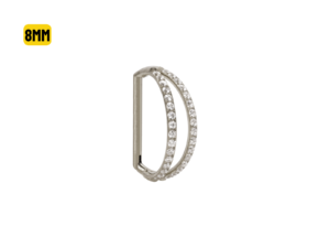 MEIA ARGOLA CLICKER TITÂNIO 2 FILEIRAS C/ PEDRA – 8MM