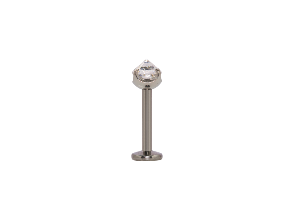 LABRET TITÂNIO R/I C/ ZIRCÔNIA INVERTIDA - 1.2 X 8 X 3MM
