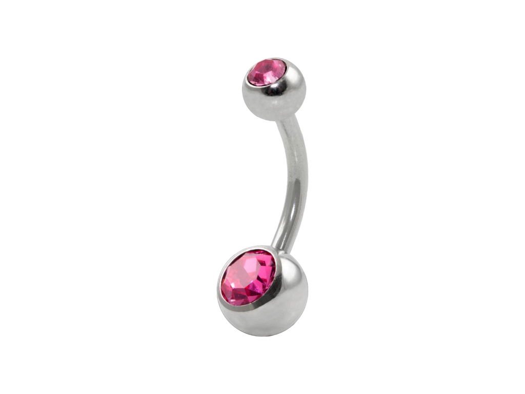 BANANA BELL AÇO C/ STRASS 2 PEDRAS - ROSA PINK