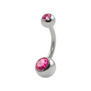 BANANA BELL AÇO C/ STRASS 2 PEDRAS - ROSA PINK