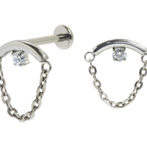 LABRET AÇO R/I BARRA C/ CORRENTE E PONTO DE LUZ
