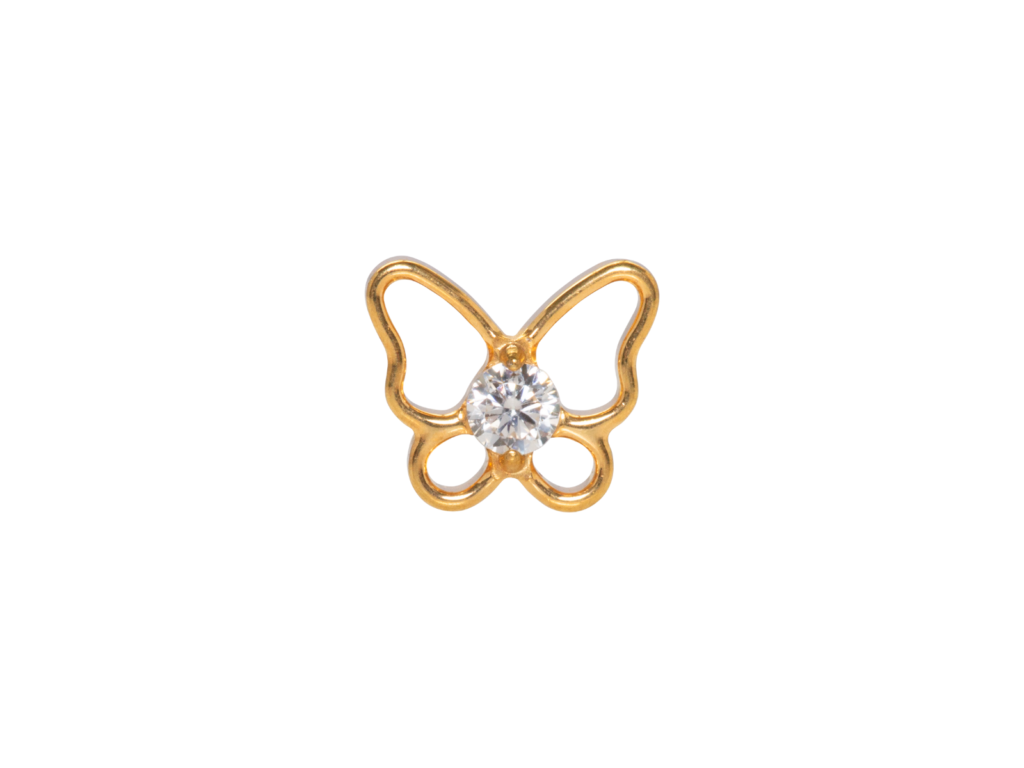 TOPO TITÂNIO PVD 0.9 (1.2MM) - MINI BORBOLETA C/ ZIRCÔNIA