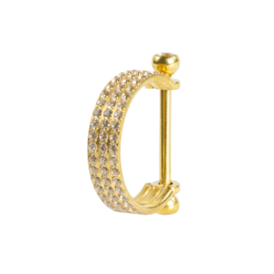 SEMI ARGOLA C/ BARRA TITÂNIO PVD 3 FILEIRAS CRAVEJADA - 12MM