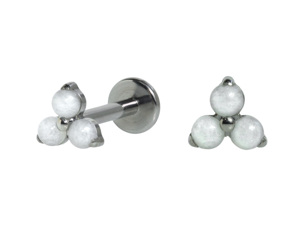 LABRET TITÂNIO R/I TRINITY C/ ÁGATA - BRANCA