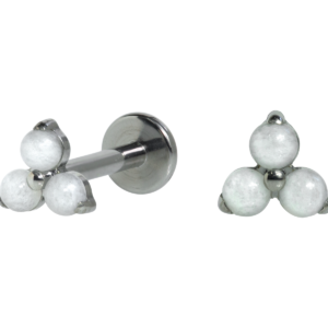 LABRET TITÂNIO R/I TRINITY C/ ÁGATA - BRANCA